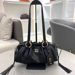Miu Miu Joie Mini Nappa Leather Shoulder Bag Black